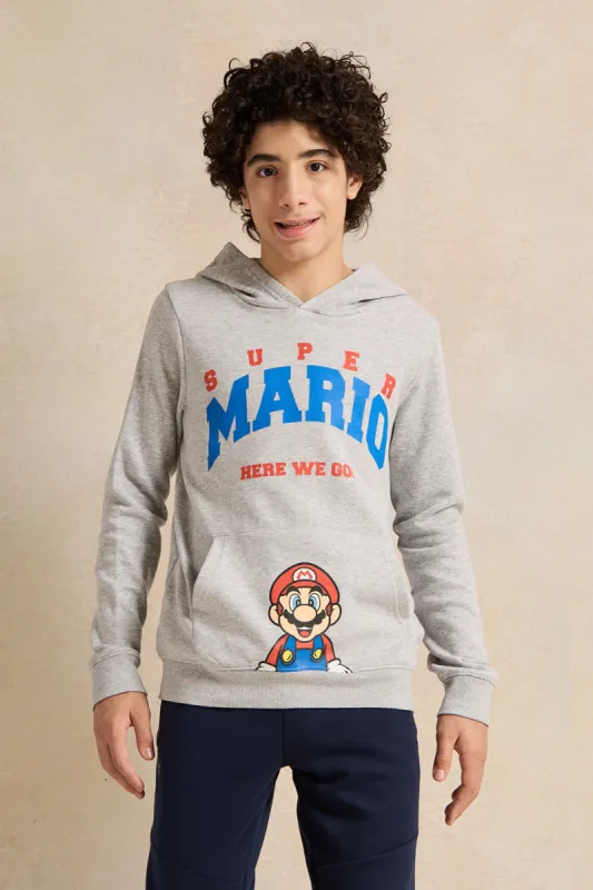 Senior Boys Grey Super Mario Print Sweatshirt sold by Redtag