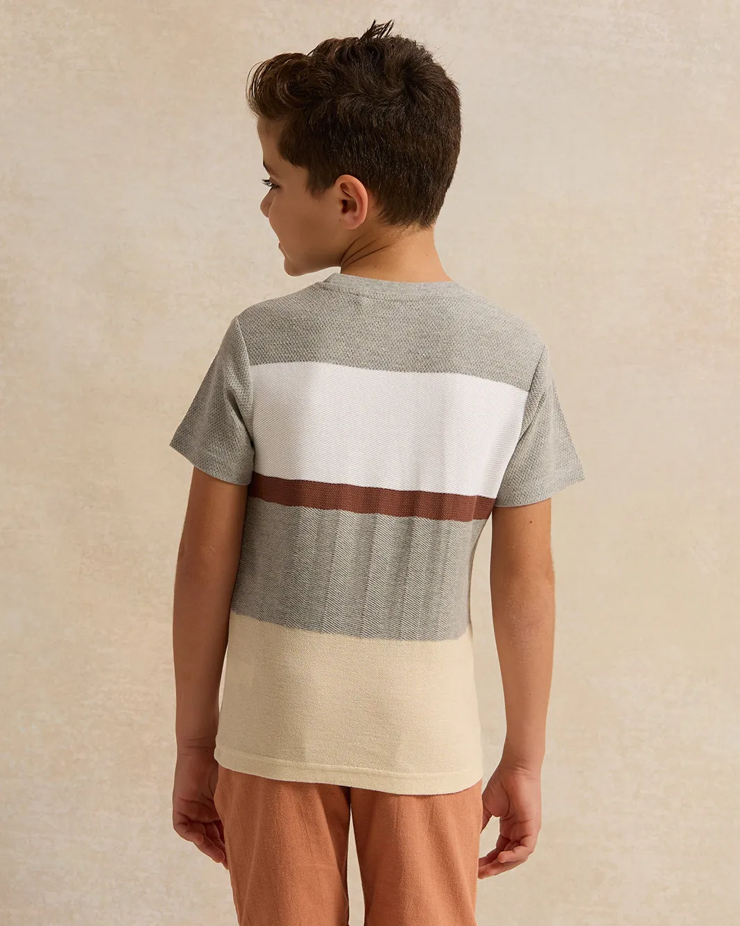 Boys Multicolour Striped Short Sleeve T-Shirt sold by Redtag product image thumbnail 3
