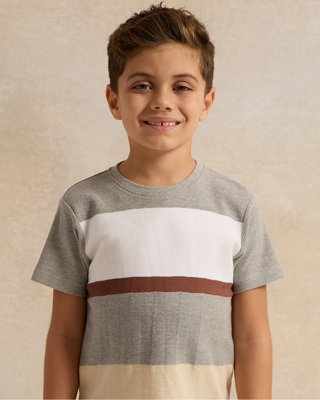 Boys Multicolour Striped Short Sleeve T-Shirt sold by Redtag product image thumbnail 4