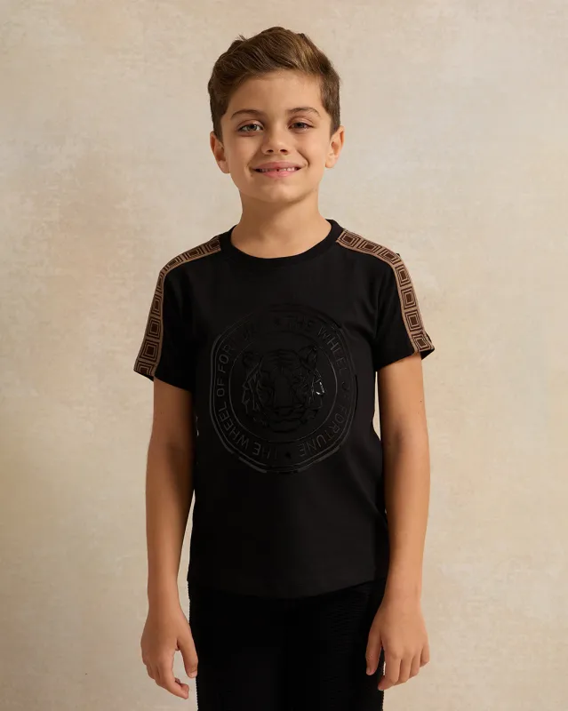 Boys Black Embellished Short Sleeve T-Shirt sold by Redtag