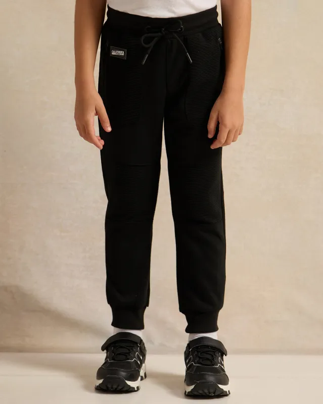 Boys Black Track Pants With Zipper Pocket sold by Redtag