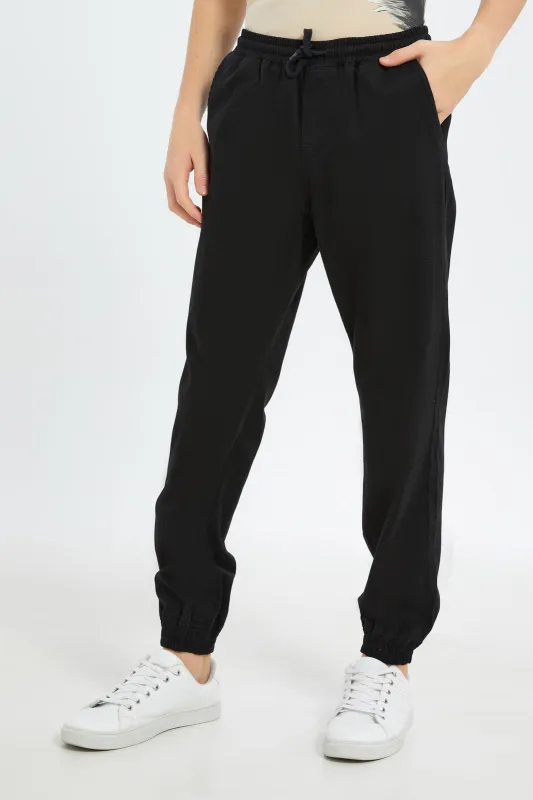 Senior Boys Black Pull On Jogger sold by Redtag