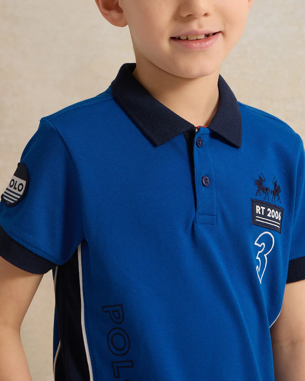 Boys Blue Basic Polo Shirt sold by Redtag product image thumbnail 4