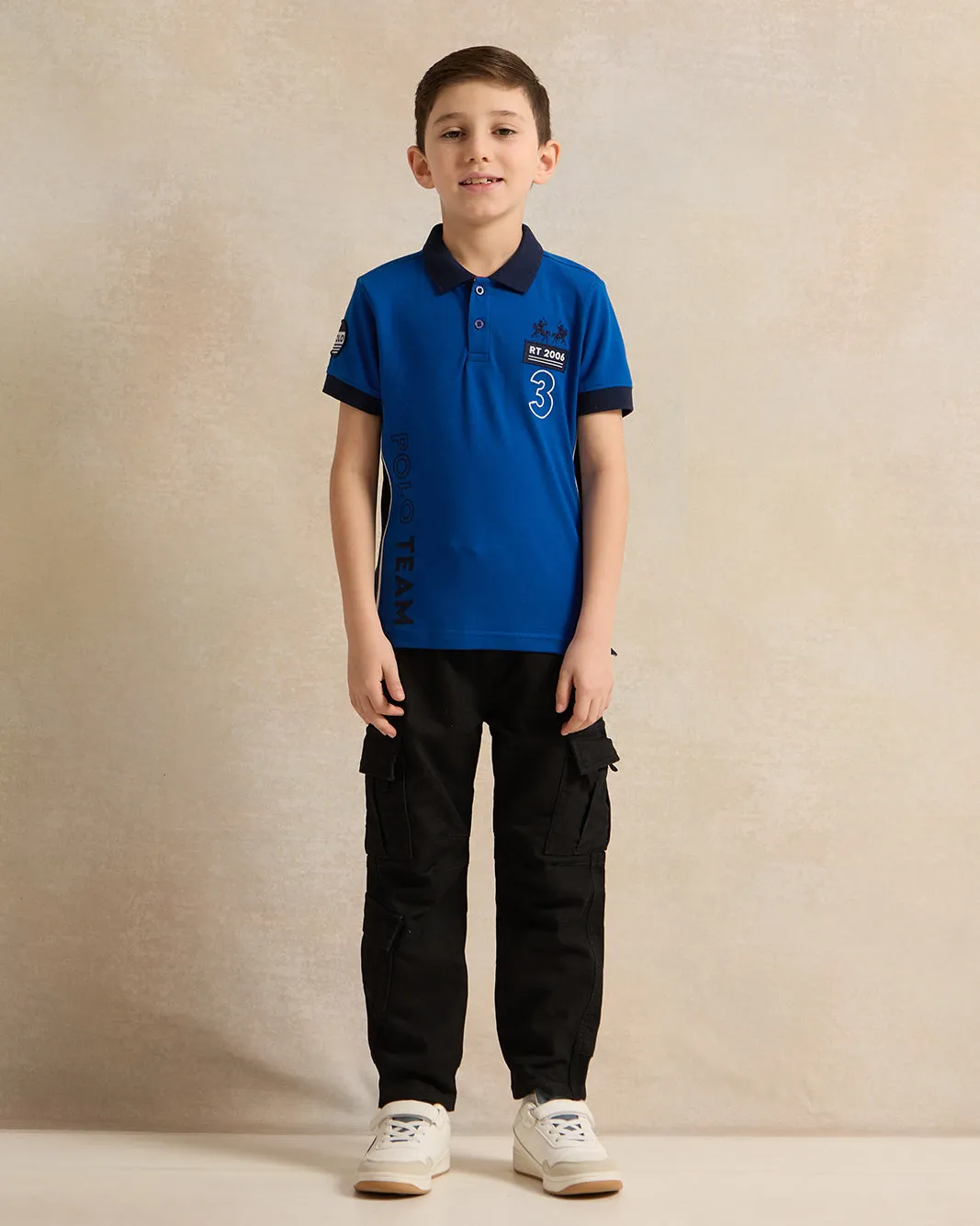 Boys Blue Basic Polo Shirt sold by Redtag product image thumbnail 2