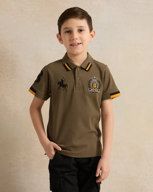 Boys Green Basic Polo Shirt sold by Redtag