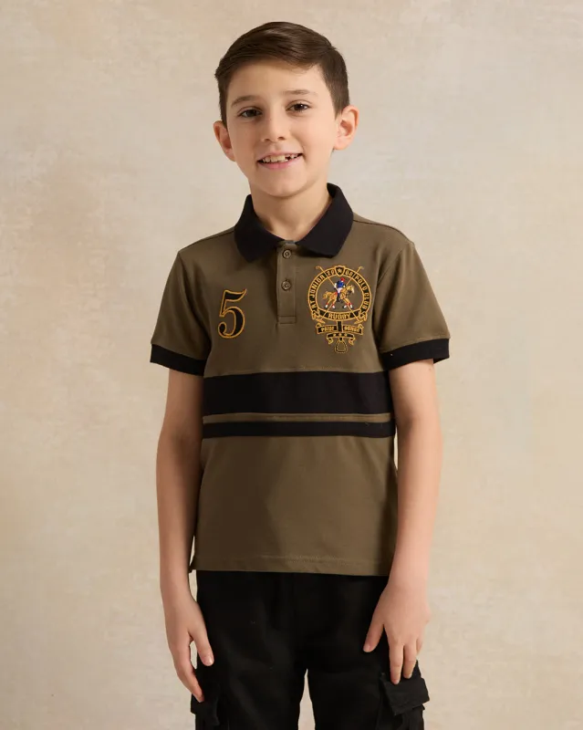 Boys Green Basic Polo Shirt sold by Redtag