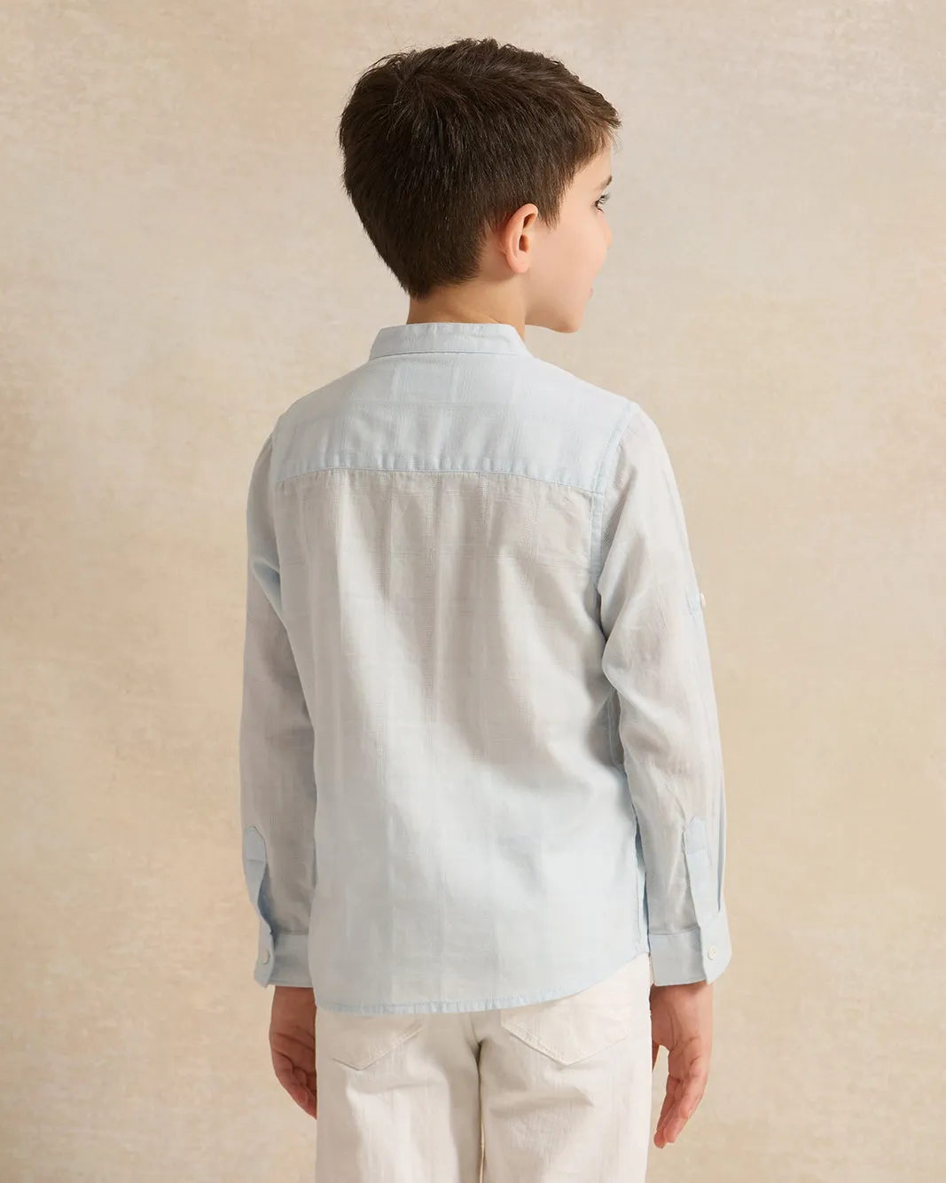 Boys Blue Mandarin Collar Shirt sold by Redtag product image thumbnail 3