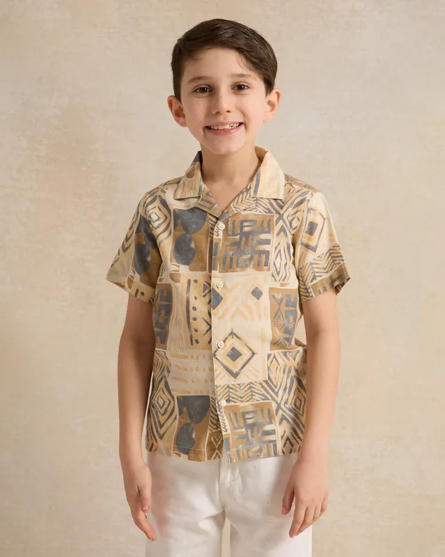Boys Beige Printed Shirt sold by Redtag
