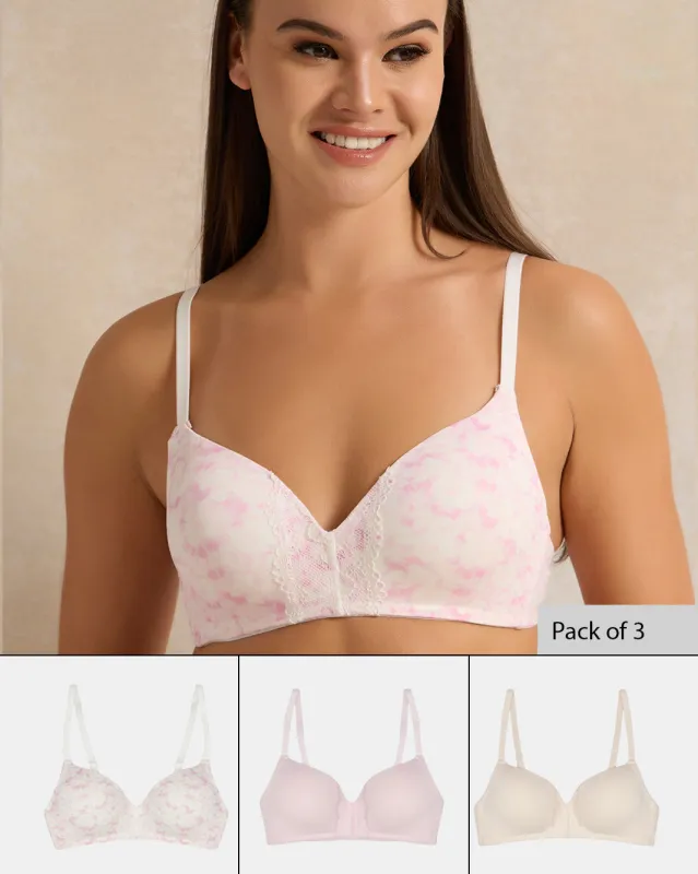 Women Assorted Printed Non-Wired Bra Set (Pack of 3) sold by Redtag