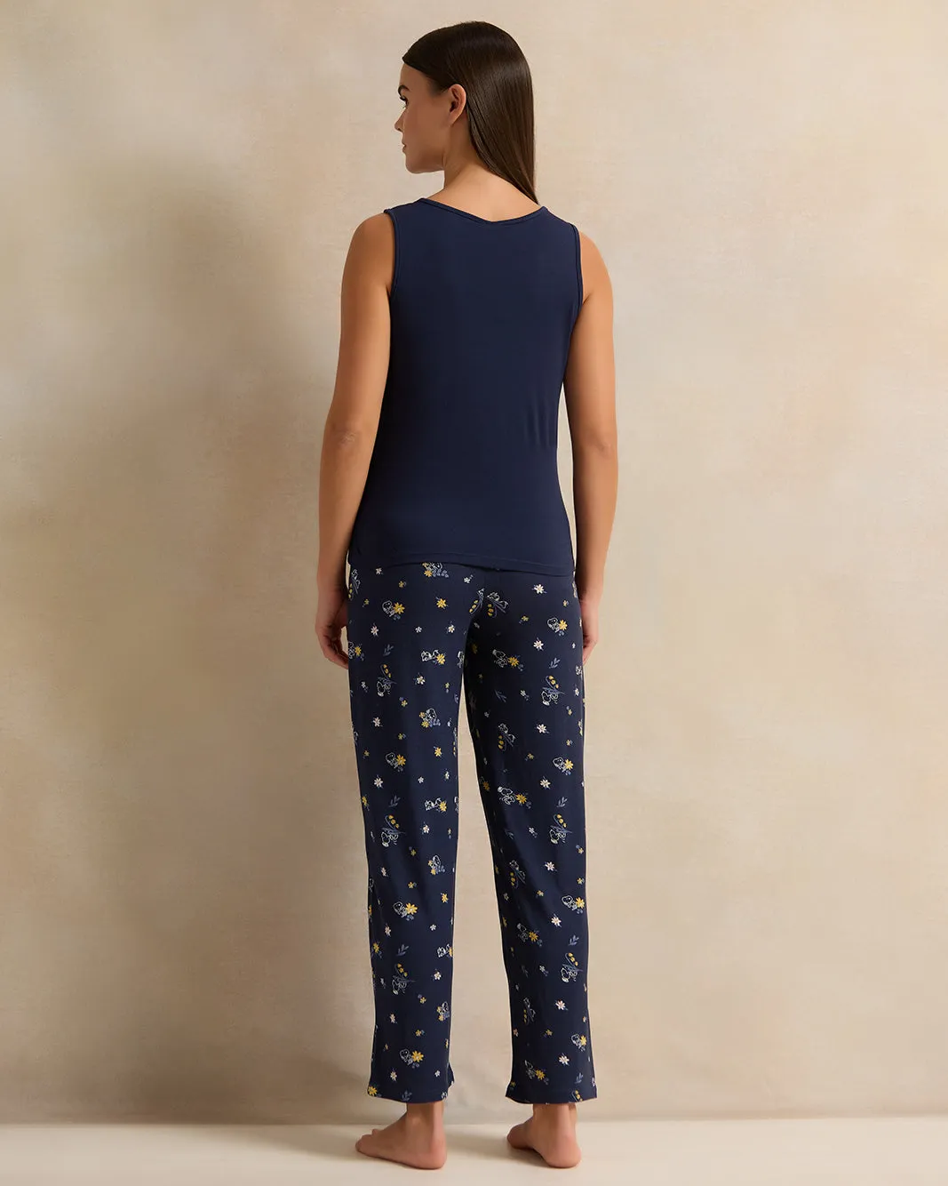 Women Navy Snoopy Printed Lace Cami Set (2 Piece) sold by Redtag product image thumbnail 4