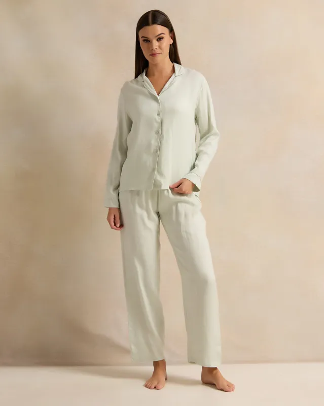 Women Mint Collared Pyjama Set (2 Piece) sold by Redtag