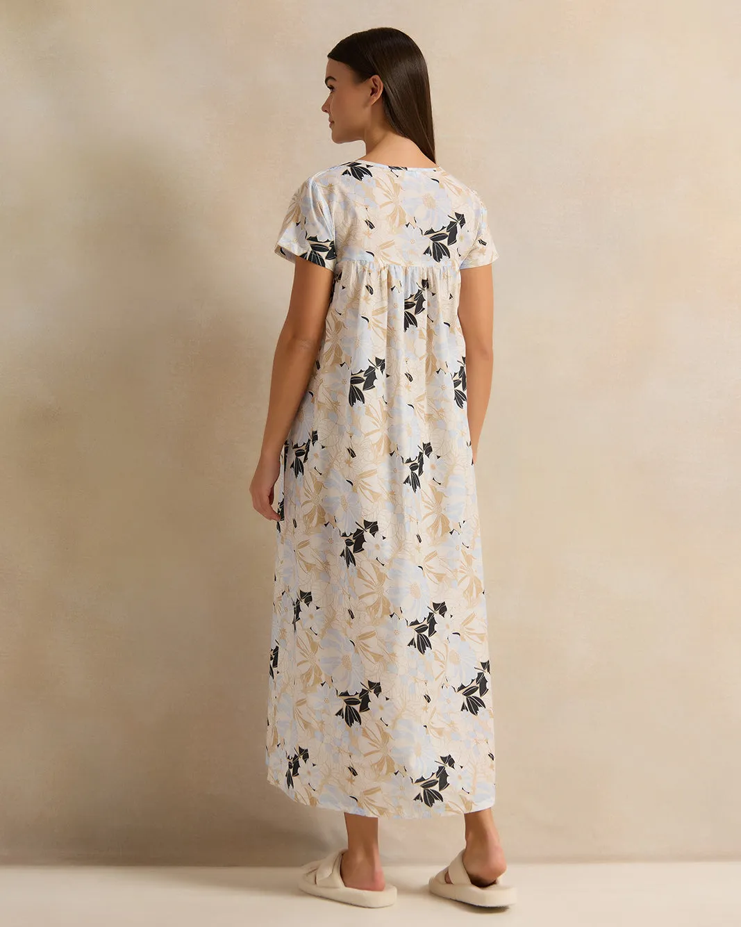 Women White Embroidered Nightgown sold by Redtag product image thumbnail 3