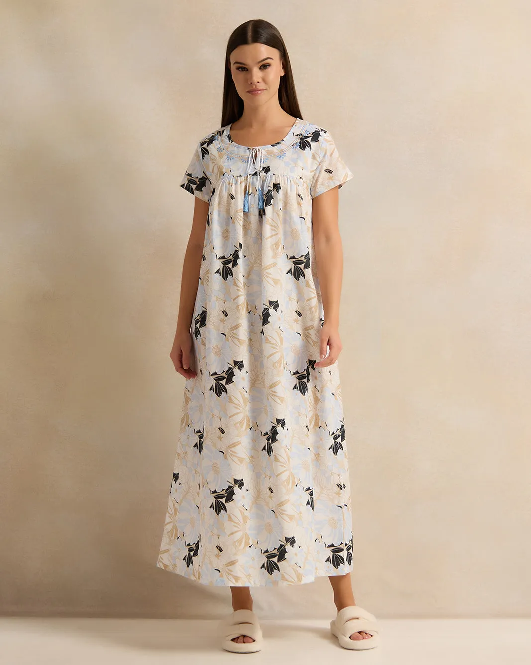 Women White Embroidered Nightgown sold by Redtag product image thumbnail 4