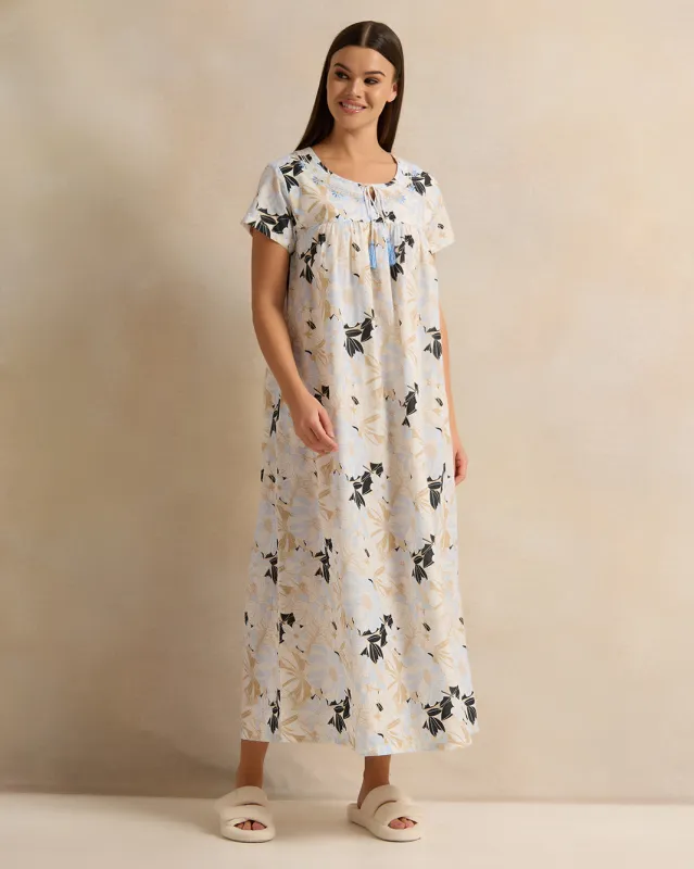 Women White Embroidered Nightgown sold by Redtag