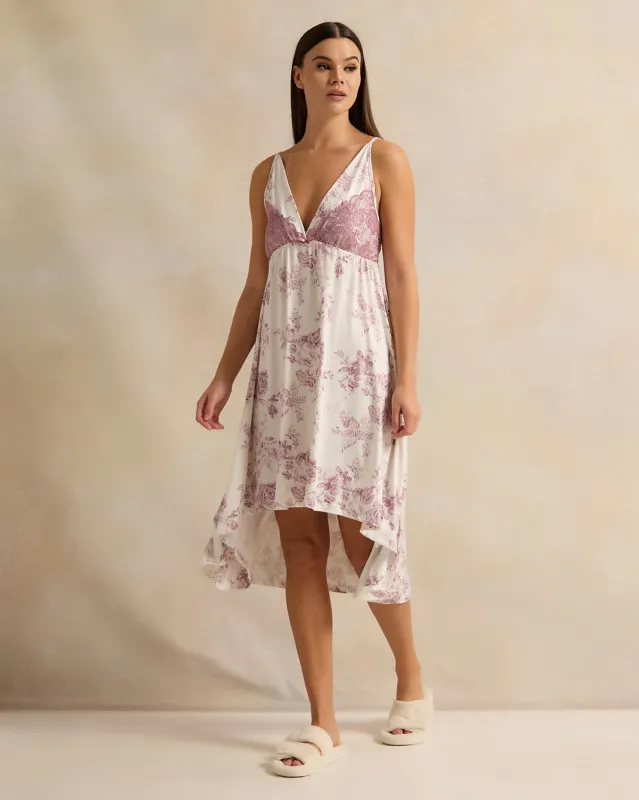 Women White Printed Chemise sold by Redtag