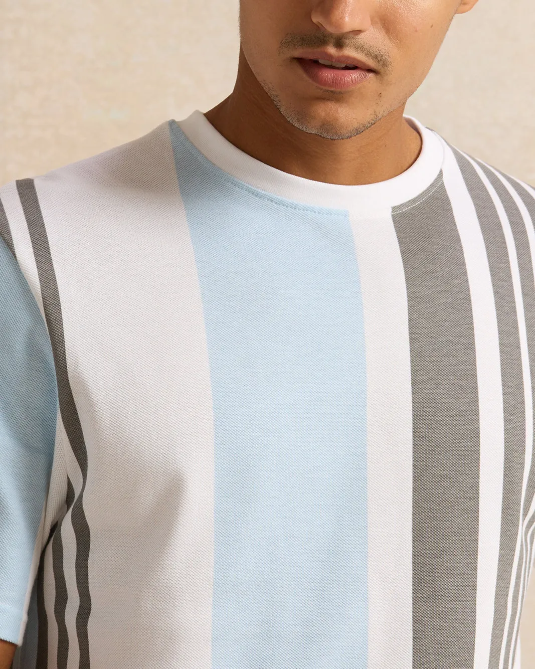 Men Blue Striped T-Shirt sold by Redtag product image thumbnail 4