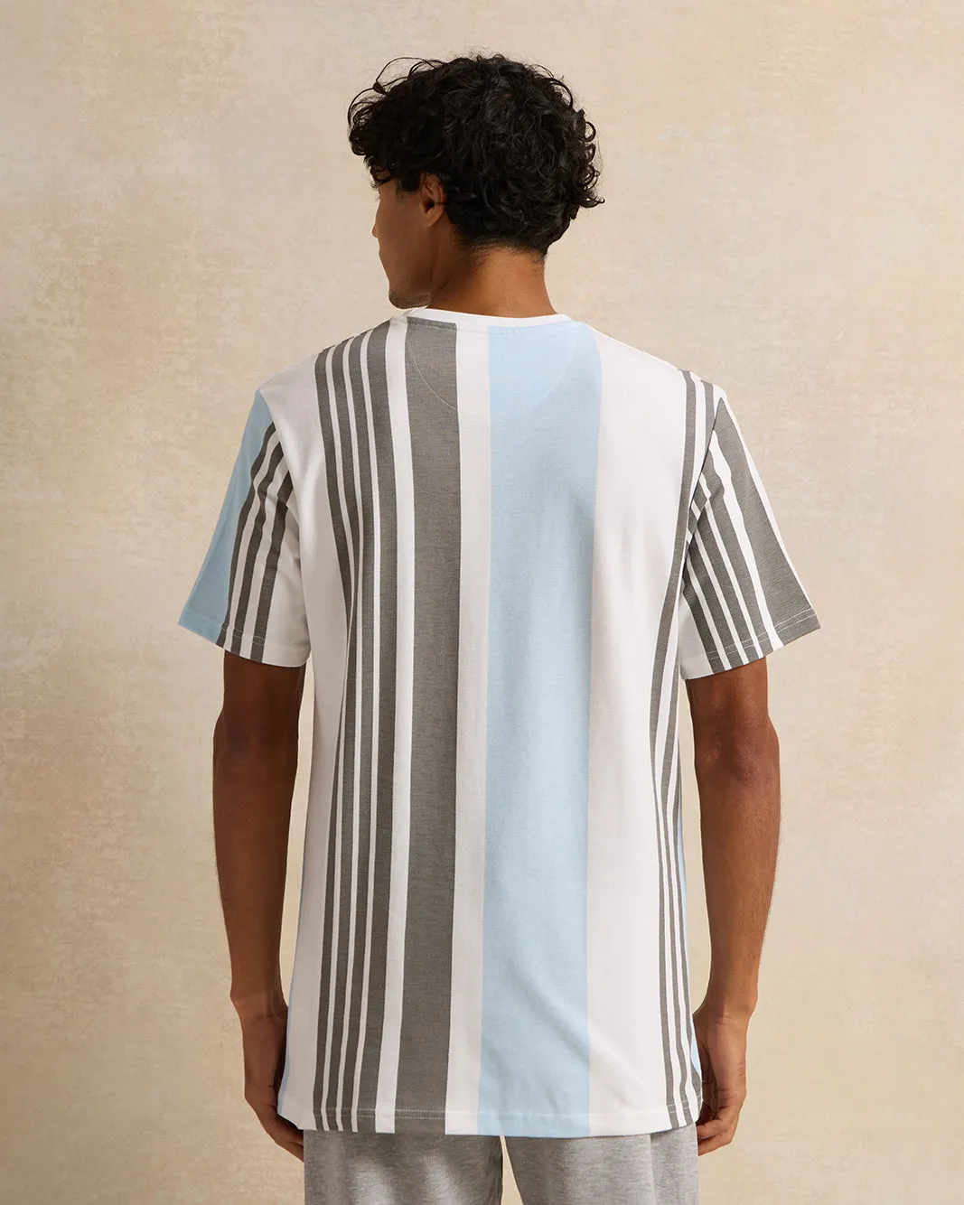 Men Blue Striped T-Shirt sold by Redtag product image thumbnail 3