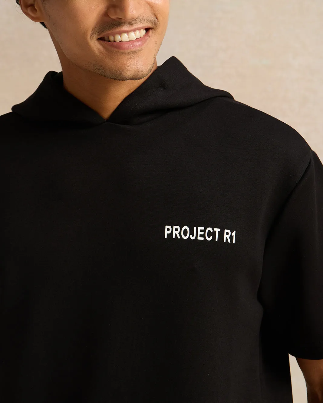 Men Black Hooded Printed Lounge Sweatshirt sold by Redtag product image thumbnail 4