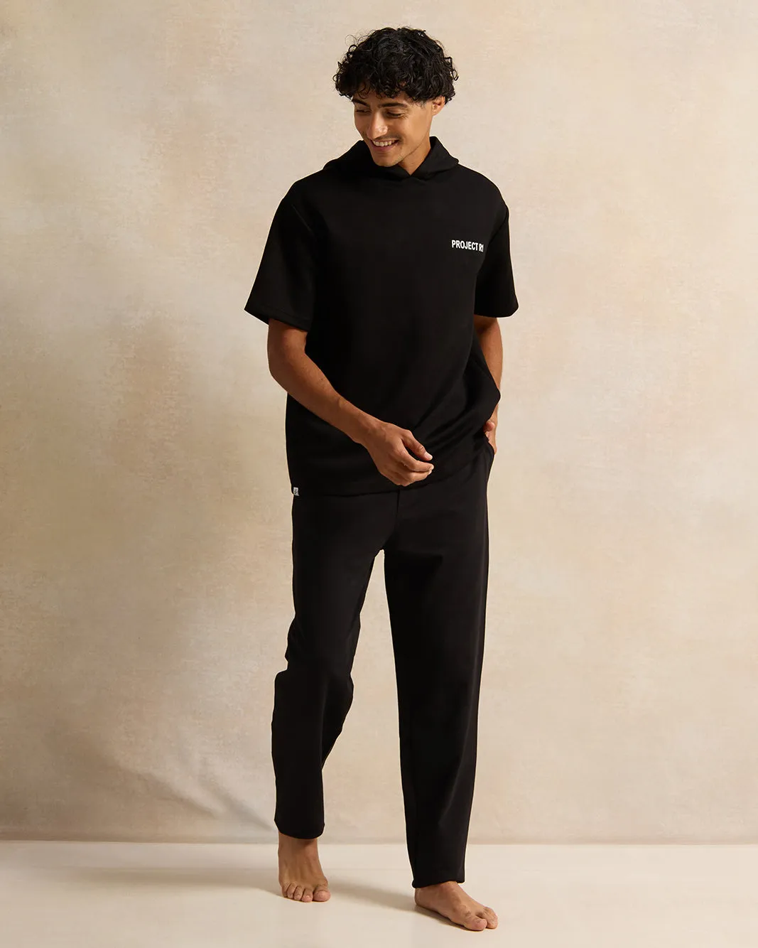 Men Black Hooded Printed Lounge Sweatshirt sold by Redtag product image thumbnail 2