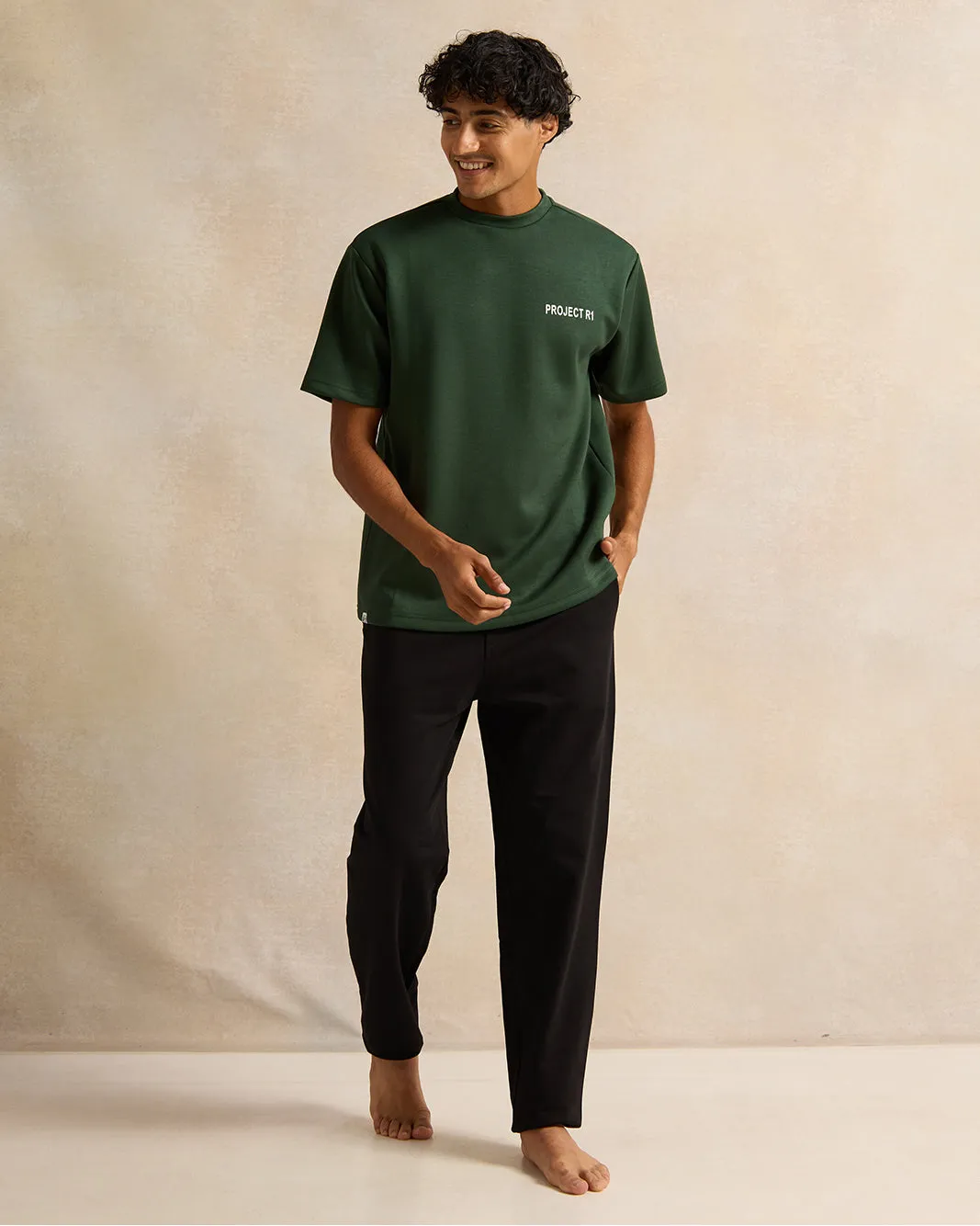 Men Olive Printed Lounge T-Shirt sold by Redtag product image thumbnail 2