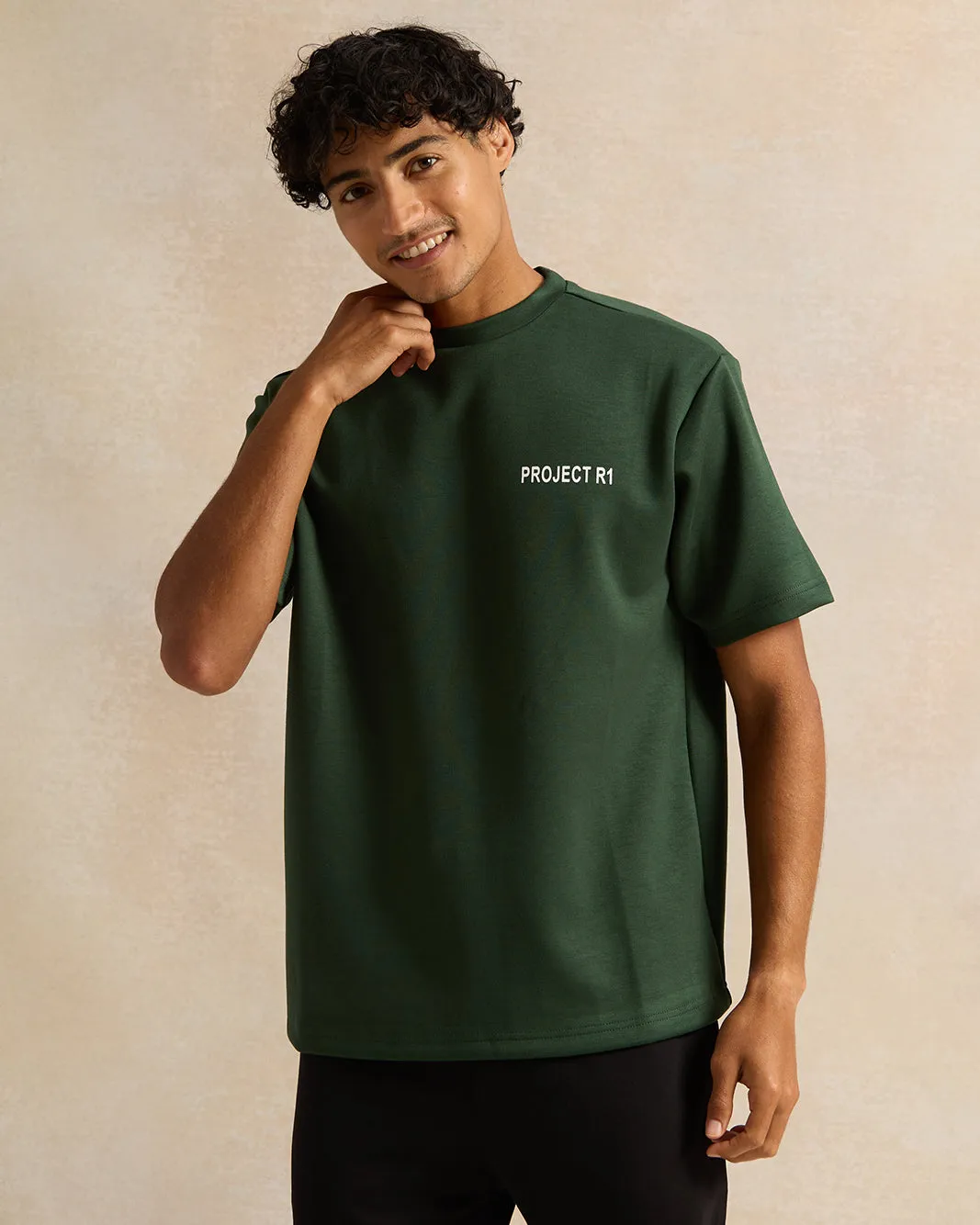 Men Olive Printed Lounge T-Shirt sold by Redtag