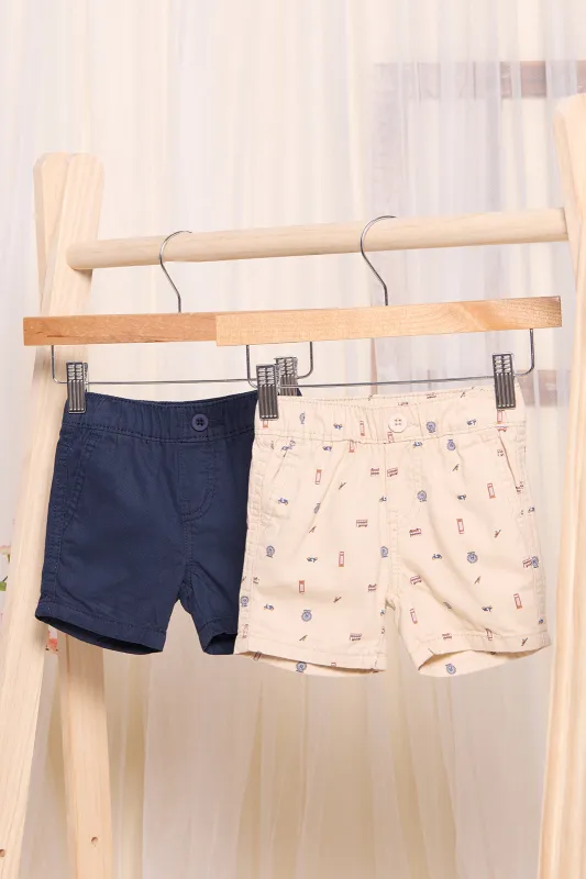 Infant Boys Beige And Navy Shorts Set (Pack of 2) sold by Redtag