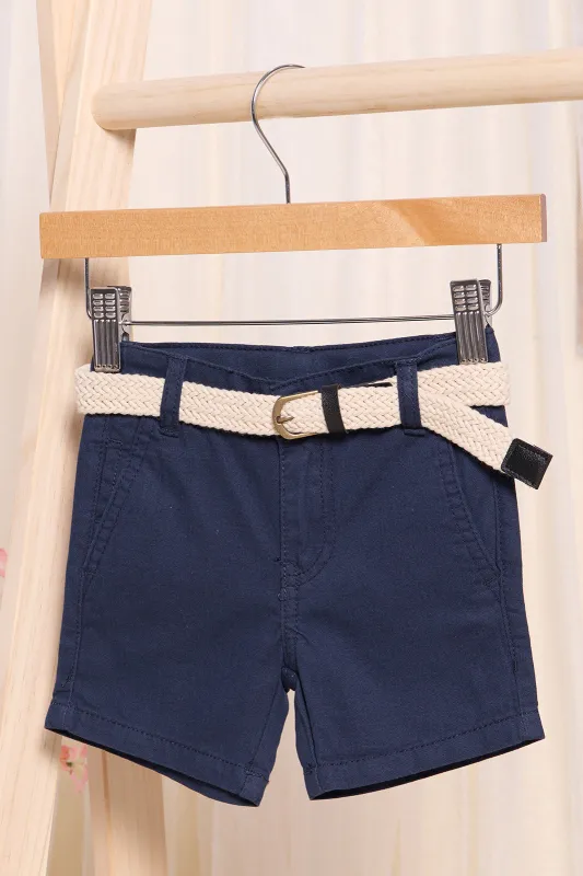 Infant Boys Navy Belted Twill Shorts sold by Redtag