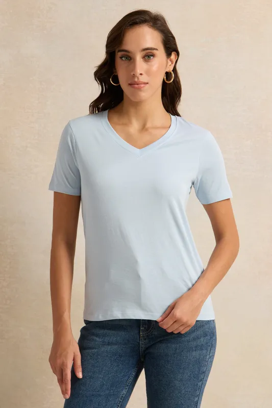 Women Blue Short Sleeved T-Shirt sold by Redtag