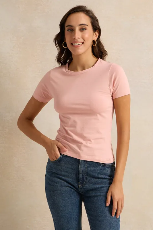 Women Pink Short Sleeved T-Shirt sold by Redtag