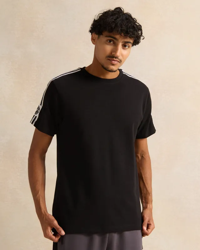 Men Black Print on Sleeves T-Shirt sold by Redtag