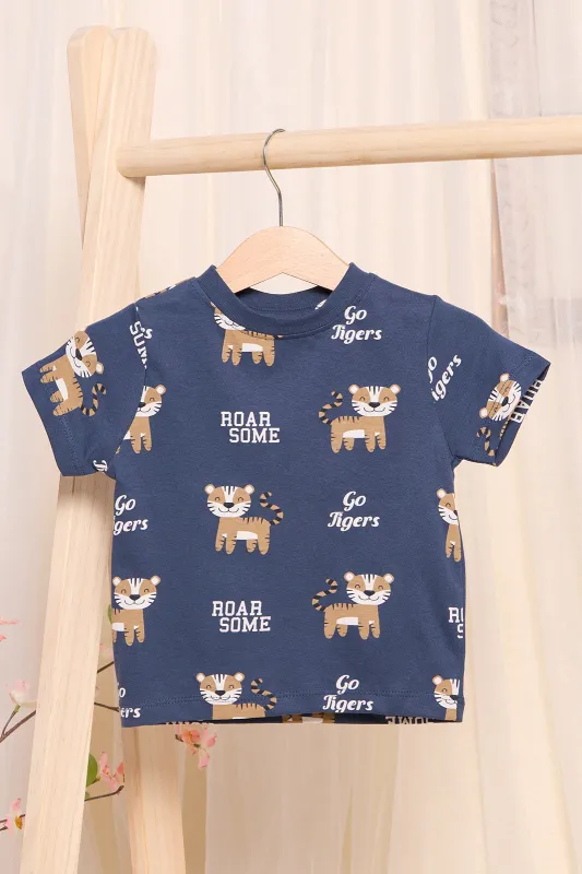 Infant Boys Navy Tiger Printed T-Shirt sold by Redtag