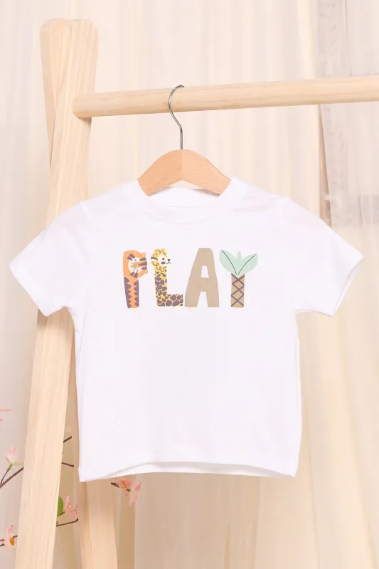 Infant Boys White Play Print T-Shirt sold by Redtag