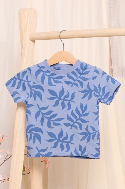 Infant Boys Blue Leave Printed T-Shirt sold by Redtag