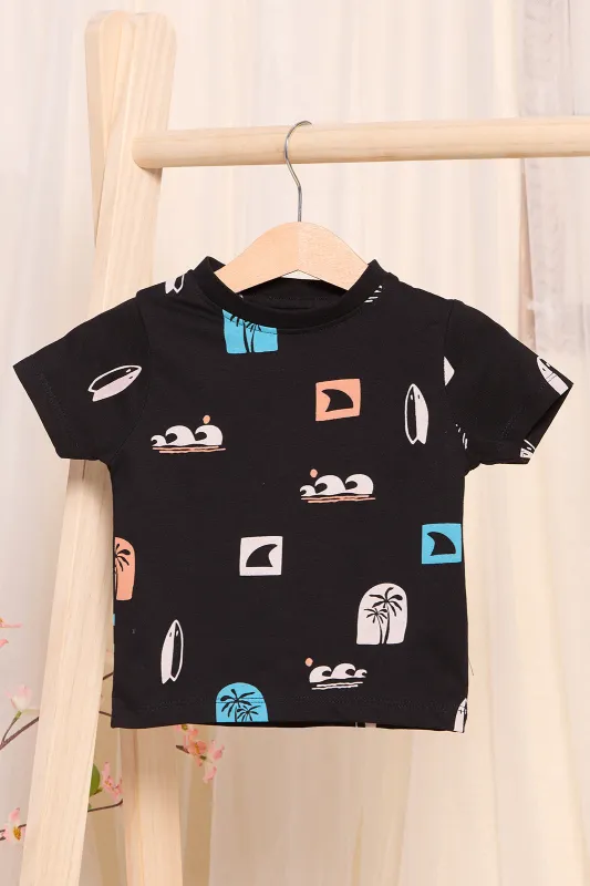 Infant Boys Black Printed T-Shirt sold by Redtag
