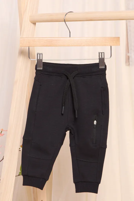 Infant Boys Black Plated Interlock Active Pants sold by Redtag