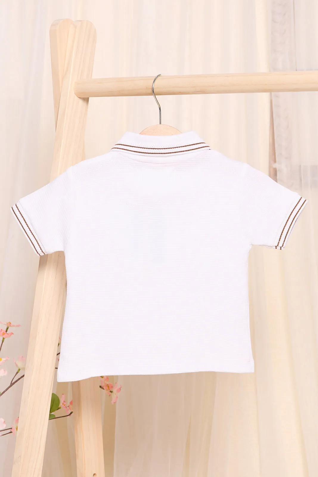 Infant Boys White Jacquard Polo Shirt sold by Redtag product image thumbnail 4