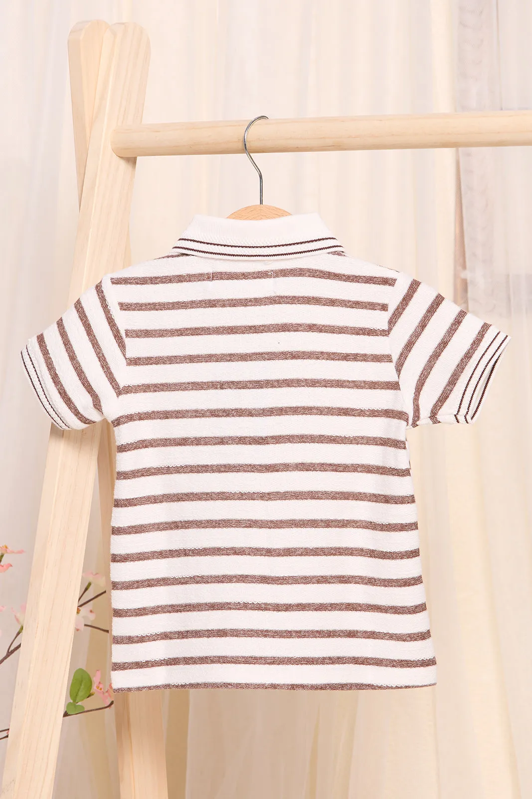 Infant Boys Cream And Brown Striped Polo Shirt sold by Redtag product image thumbnail 4