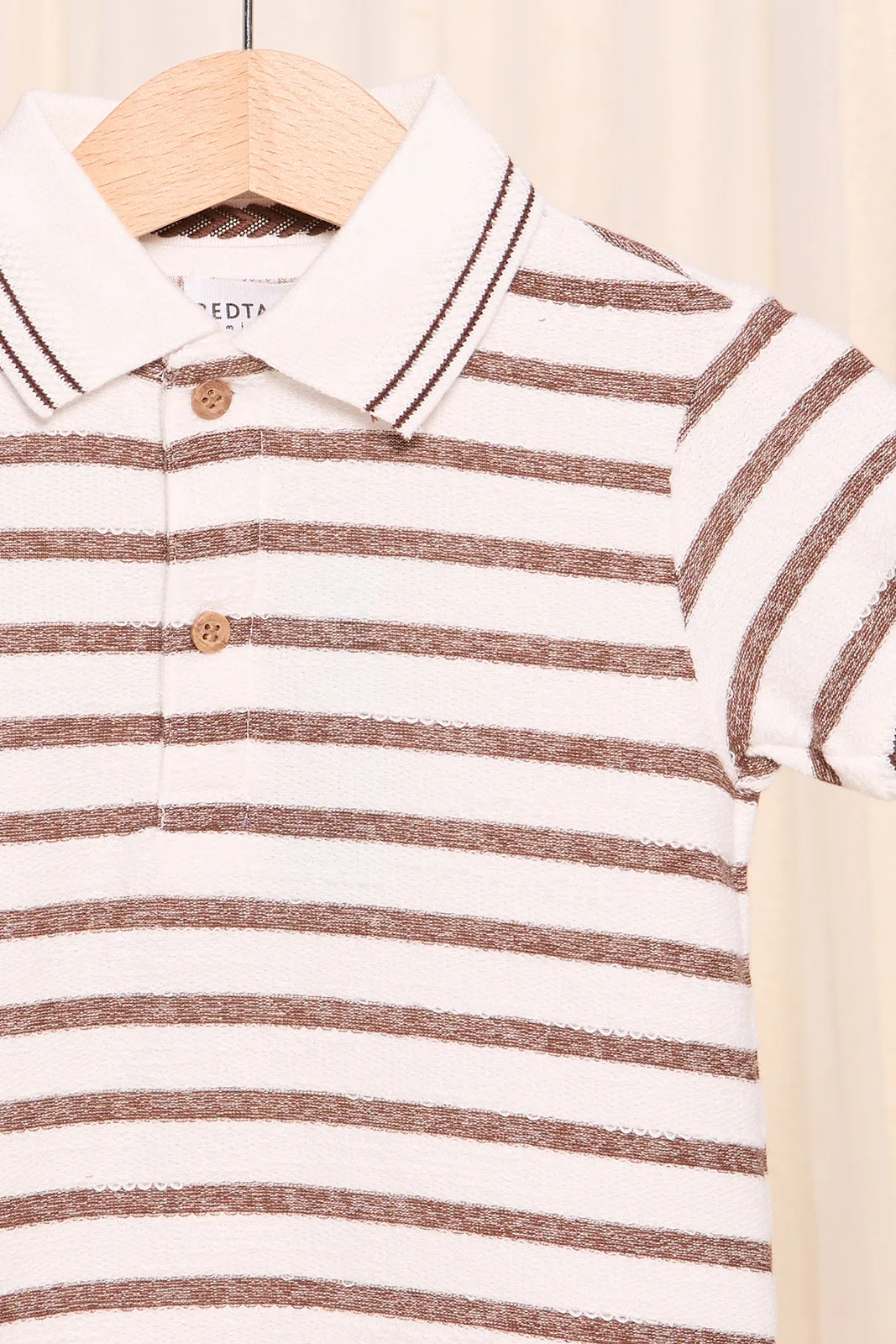 Infant Boys Cream And Brown Striped Polo Shirt sold by Redtag product image thumbnail 2