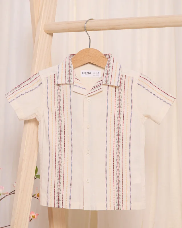 Infant Boys Cream Embroidered Shirt sold by Redtag