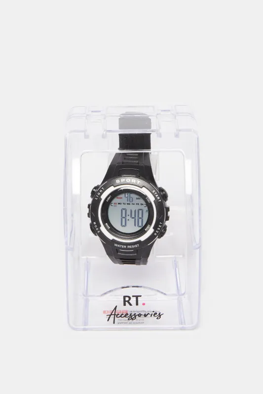 Boys Black Multi Functional Digital Watch sold by Redtag