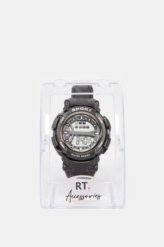 Boys Black Multi Functional Digital Watch sold by Redtag