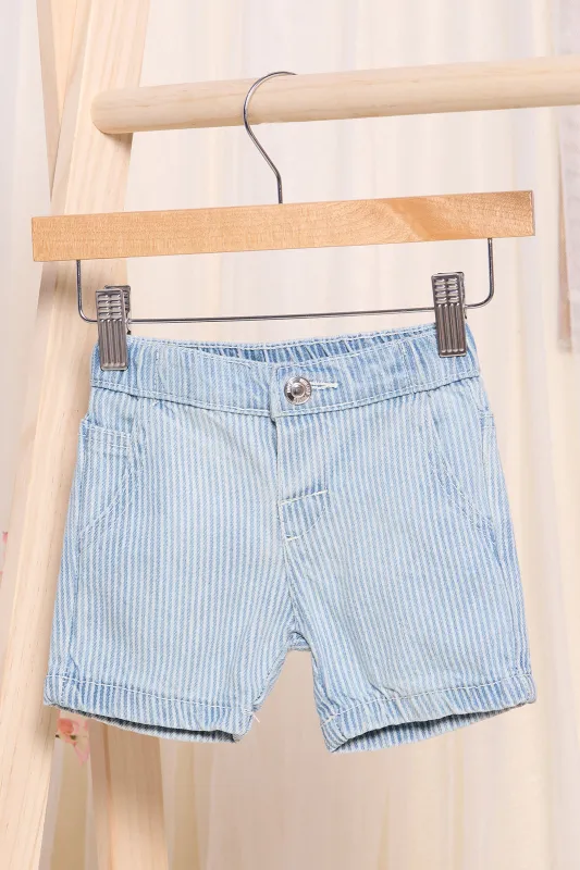 Infant Boys Blue Striped Denim Shorts sold by Redtag