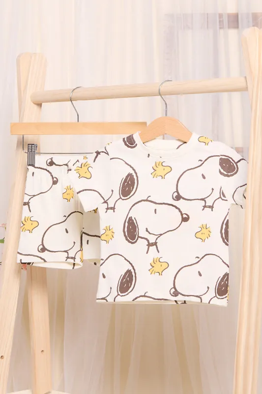 Infant Boys Cream Printed Casual Set (2 Piece) made by Redtag