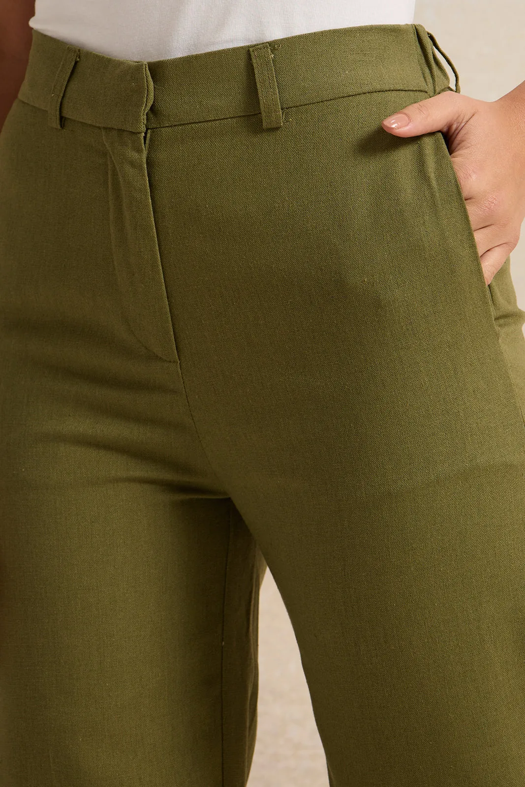 Women Olive Flared trousers sold by Redtag product image thumbnail 4