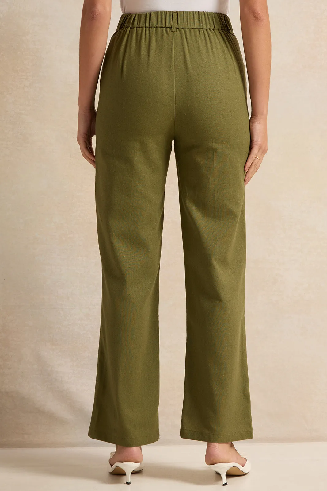 Women Olive Flared trousers sold by Redtag product image thumbnail 3
