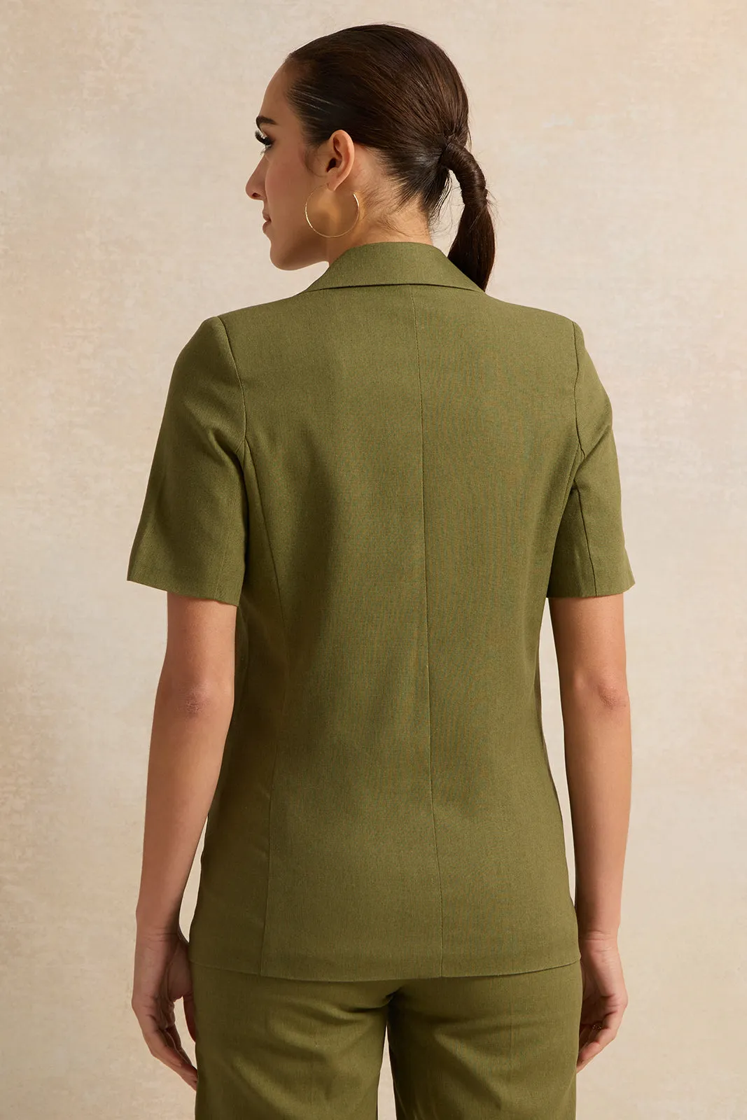 Women Olive Short Sleeve Blazer sold by Redtag product image thumbnail 3