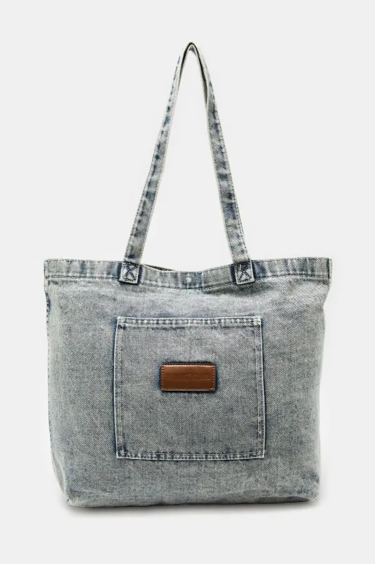 Women Blue Denim Shopper Bag sold by Redtag