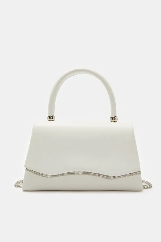 Women White Embellished Evening Bag sold by Redtag