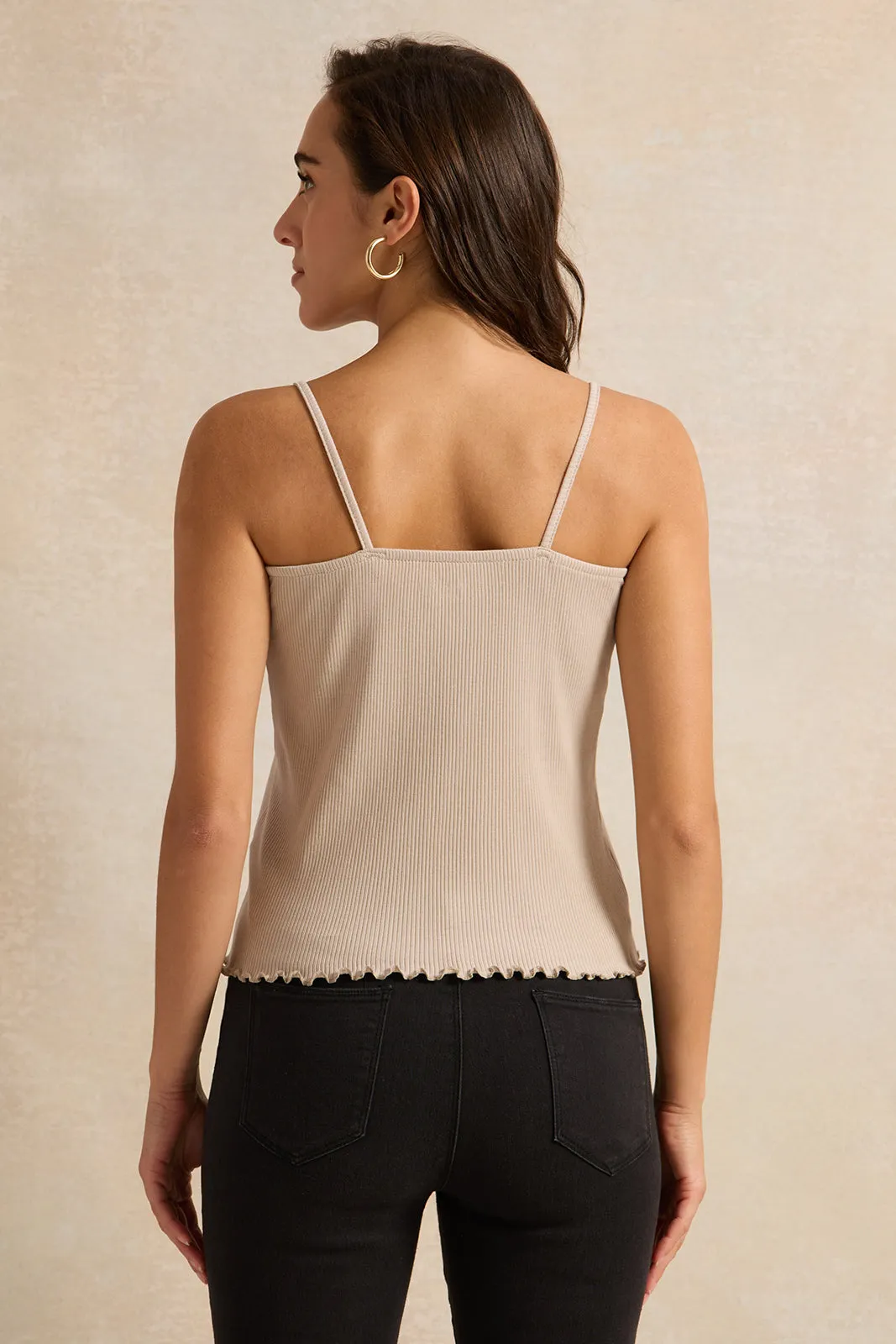 Women Brown Strappy Lace Vest sold by Redtag product image thumbnail 3