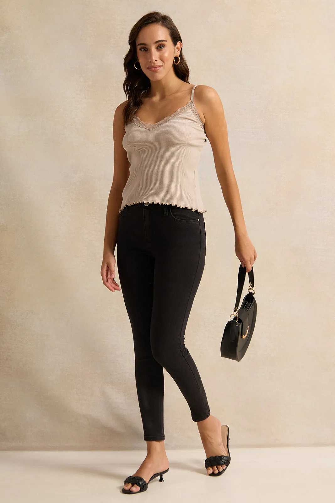 Women Brown Strappy Lace Vest sold by Redtag product image thumbnail 2